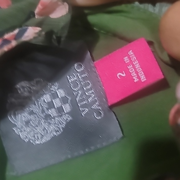 Vince Camuto Green  Tie Neck Floral Print Longsleeve Maxi Dress Size 2 - Picture 8 of 9